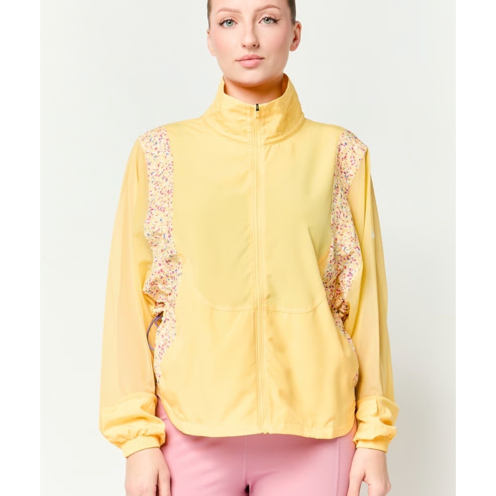 Nike‎ Icon Clash Yellow Floral Packable Running Jacket Womens Medium Activewear